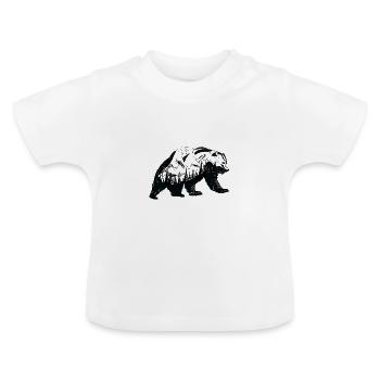 Ours naturel - T-shirt bio col rond Bébé - blanc - Devant