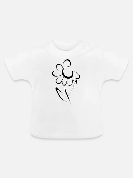 Blumen Design - Baby Bio-T-Shirt mit Rundhals - Weiß