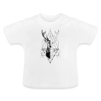 Geometric stag - Baby Organic T-Shirt with Round Neck - white - Front
