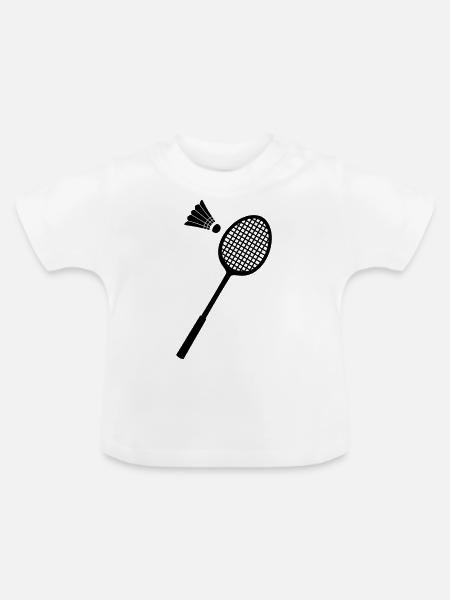 Badminton-Sport-Icon - Baby Bio-T-Shirt mit Rundhals - Weiß