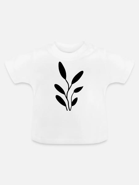 Blume mit Stiel - Baby Bio-T-Shirt mit Rundhals - Weiß