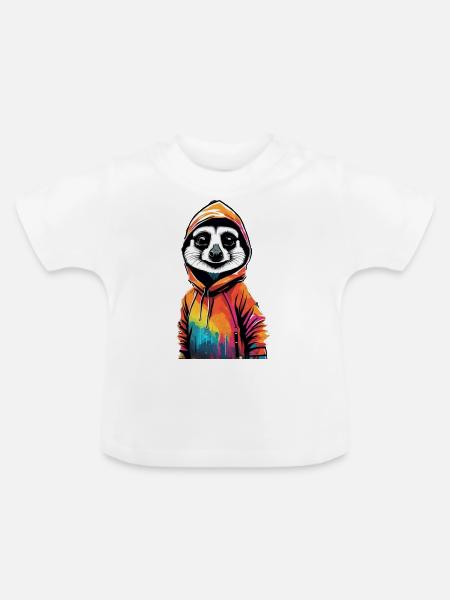 Cooles Erdmännchen - Baby Bio-T-Shirt mit Rundhals - Weiß