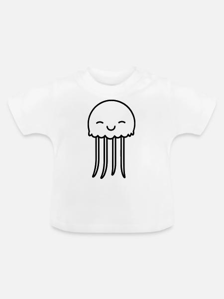 Qualle - Baby Bio-T-Shirt mit Rundhals - Weiß