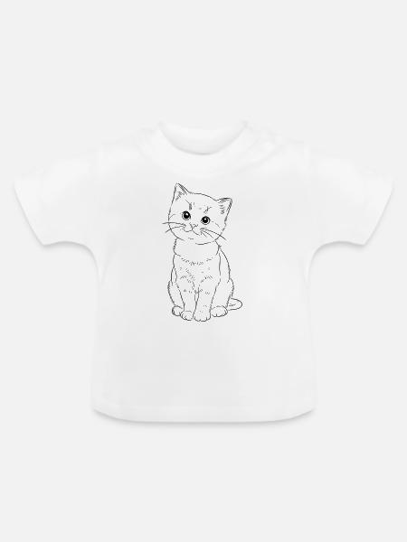 Schüchternes Kätzchen - Baby Bio-T-Shirt mit Rundhals - Weiß