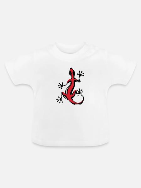 Roter Gecko - Baby Bio-T-Shirt mit Rundhals - Weiß