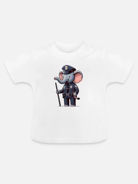 Cute Elephant Police Officer - Baby Bio-T-Shirt mit Rundhals - Weiß
