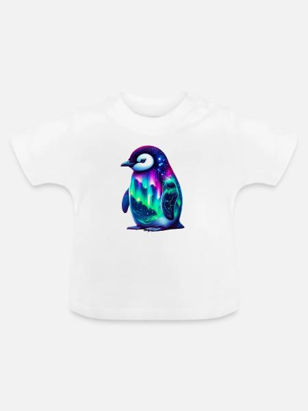 Aurora Borealis Pinguin - Baby Bio-T-Shirt mit Rundhals - Weiß