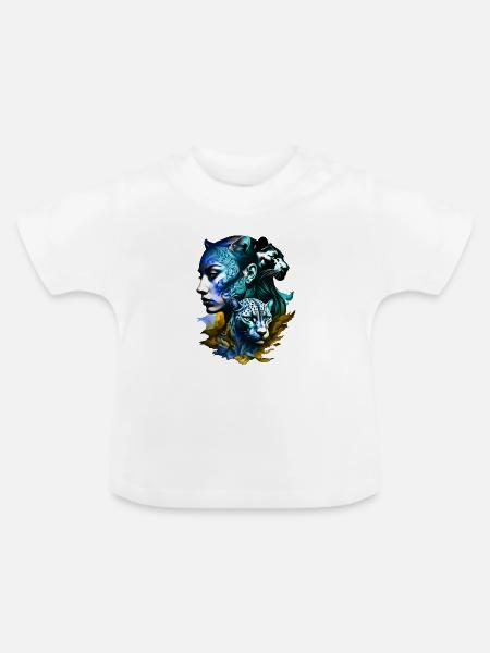 Leopard mit legendärem Frauengesicht - Baby Bio-T-Shirt mit Rundhals - Weiß