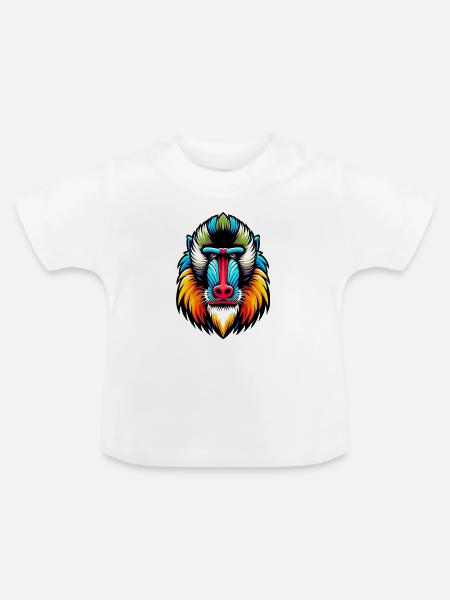Mandrill-Affe - Baby Bio-T-Shirt mit Rundhals - Weiß