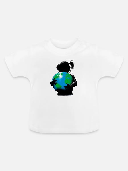 Planet Erde - Baby Bio-T-Shirt mit Rundhals - Weiß