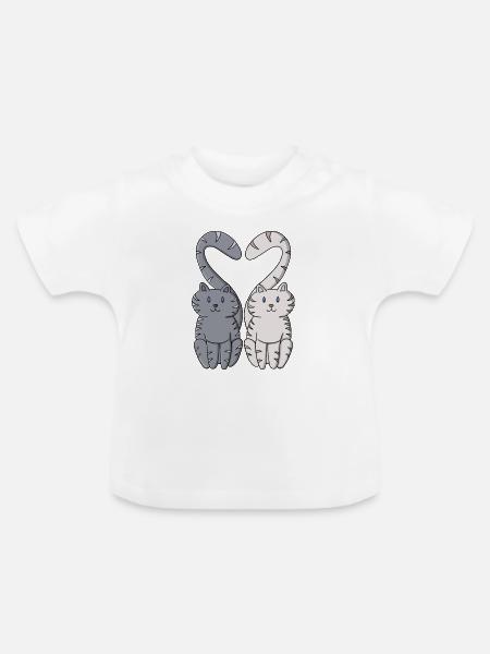 Verliebte Kätzchen - Baby Bio-T-Shirt mit Rundhals - Weiß