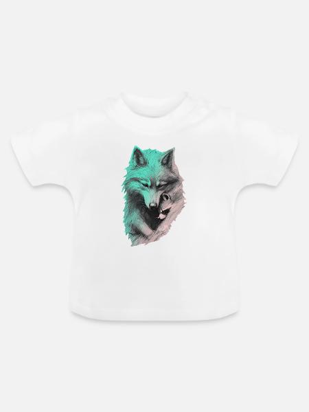 🐺 🦝 Gemeinsame Stille - Baby Bio-T-Shirt mit Rundhals - Weiß