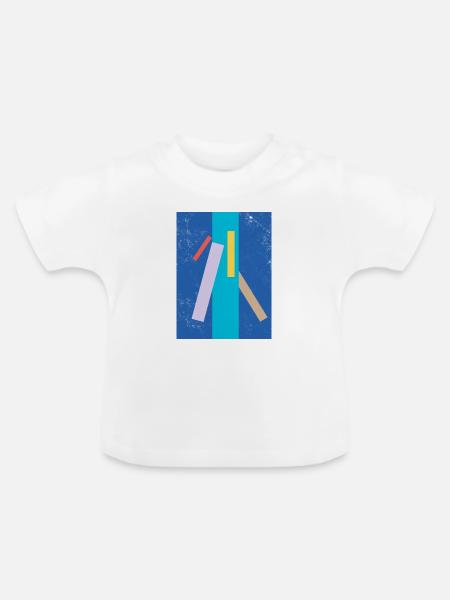 Abstraktes Farben- und Linienmuster - Baby Bio-T-Shirt mit Rundhals - Weiß