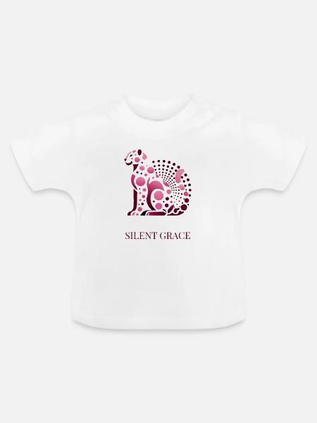 Silent Grace  elegante Katze - Baby Bio-T-Shirt mit Rundhals - Weiß