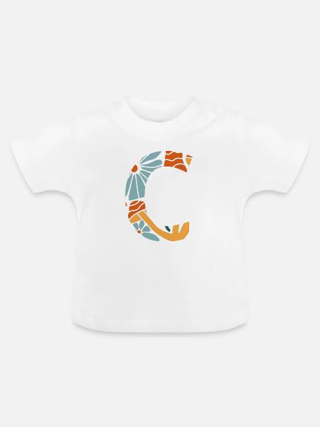 Buchstabe c groovy Blumen Geschenkidee - Baby Bio-T-Shirt mit Rundhals - Weiß
