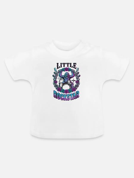 Little Rockmusiker Gorilla - Baby Bio-T-Shirt mit Rundhals - Weiß