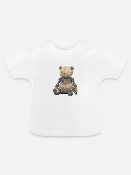 Geflickter Teddybär in Rusty Robot - Baby Bio-T-Shirt mit Rundhals - Weiß