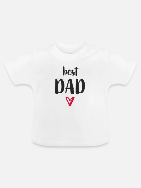 Bester Papa Herz - Baby Bio-T-Shirt mit Rundhals - Weiß
