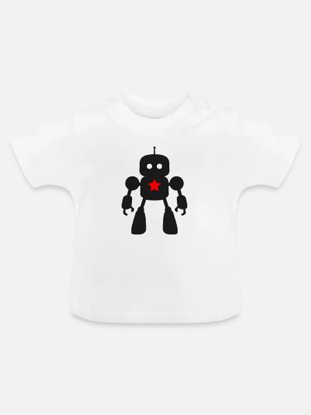 Roboter mit Stern KI Sci-Fi Nerd - Baby Bio-T-Shirt mit Rundhals - Weiß