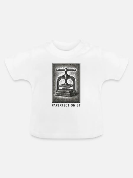 Papier-Perfektionist | Buchbinden, Buchpresse - Baby Bio-T-Shirt mit Rundhals - Weiß