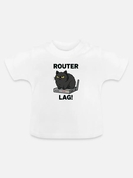 Router-Lag-Chat Internet-Humor - Baby Bio-T-Shirt mit Rundhals - Weiß