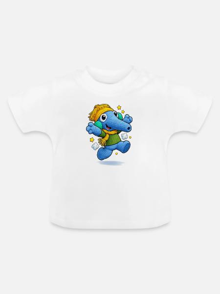 Leo Langnase lachend - Baby Bio-T-Shirt mit Rundhals - Weiß