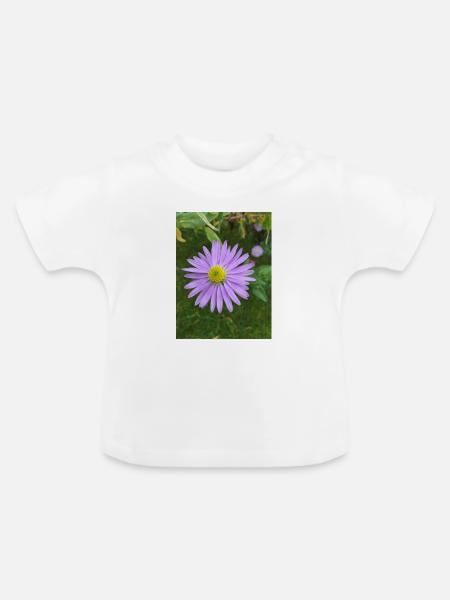 Lila Blüte - Baby Bio-T-Shirt mit Rundhals - Weiß