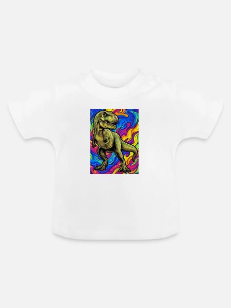 Dinosaurier - Baby Bio-T-Shirt mit Rundhals - Weiß