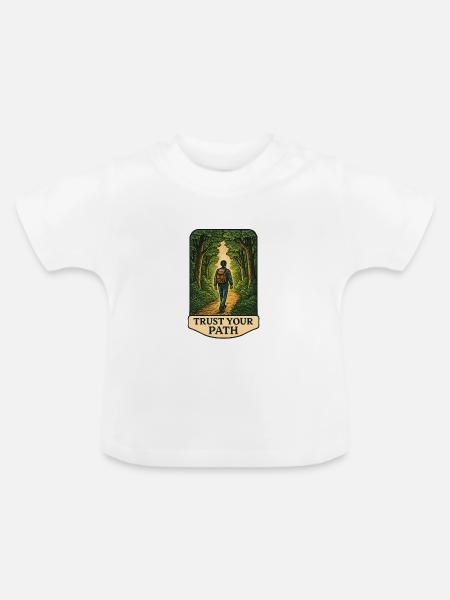 Pfadvertrauen im Wald - Baby Bio-T-Shirt mit Rundhals - Weiß