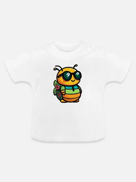 Wurm Comic Urlaub - Baby Bio-T-Shirt mit Rundhals - Weiß