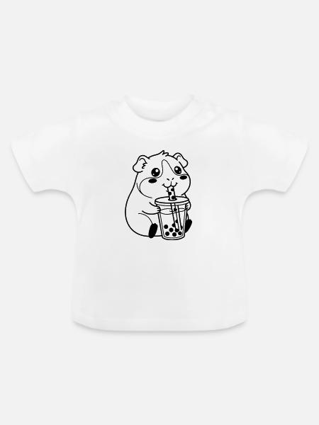 Hamster Bubble Tea - Baby Bio-T-Shirt mit Rundhals - Weiß