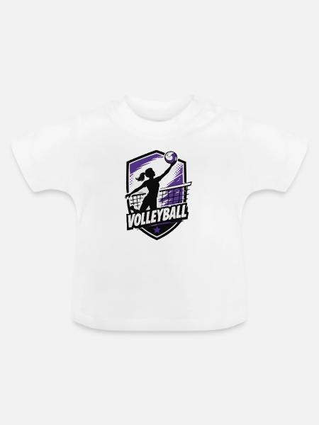 Volleyball Silhouette Violett - Baby Bio-T-Shirt mit Rundhals - Weiß