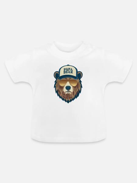 mit Sonnenbrille : Papa Bear - Baby Bio-T-Shirt mit Rundhals - Weiß