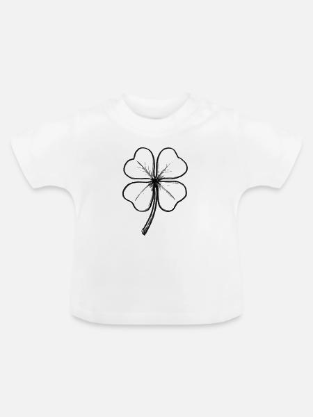 Vierblättriges Kleeblatt Glück - lllustration - Baby Bio-T-Shirt mit Rundhals - Weiß