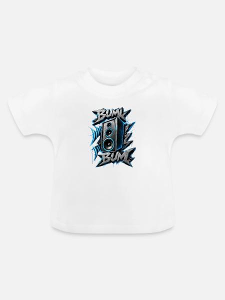 Bass Boom Graffiti-Lautsprecher - Baby Bio-T-Shirt mit Rundhals - Weiß