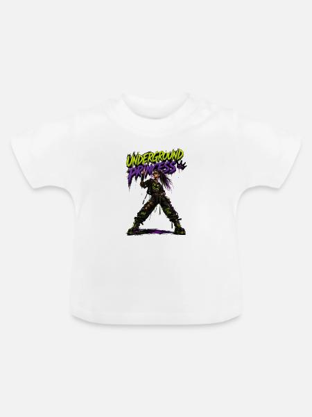 Untergrund-Prinzessin Neon Punk - Baby Bio-T-Shirt mit Rundhals - Weiß