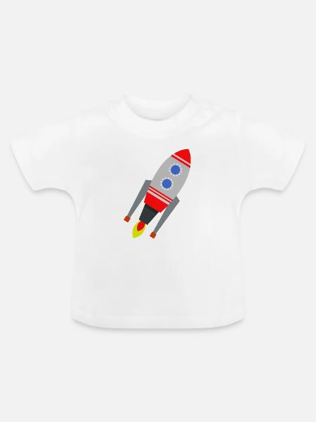 Rakete - Baby Bio-T-Shirt mit Rundhals - Weiß