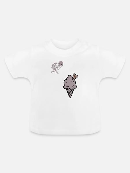 Schoko Eiswaffel Herz Icon - Baby Bio-T-Shirt mit Rundhals - Weiß
