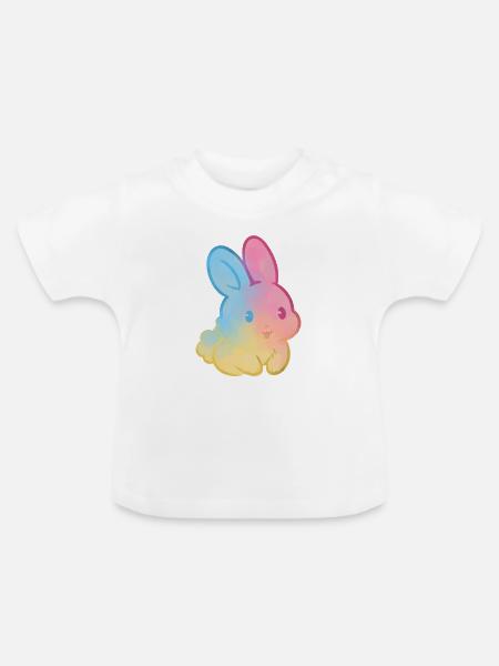 Pastell-Regenbogenhase - Baby Bio-T-Shirt mit Rundhals - Weiß