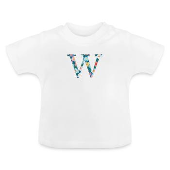 Monogramme W motif floral personnalisable - T-shirt bio col rond Bébé - blanc - Devant