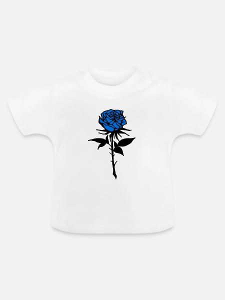 Blaue Rose - Blumen - Baby Bio-T-Shirt mit Rundhals - Weiß