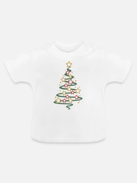 Christbaum-Sterne - Baby Bio-T-Shirt mit Rundhals - Weiß