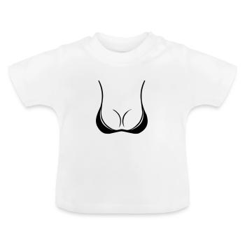 Bikini Shirt | Körbchen Badeanzug Urlaub - Baby Bio-T-Shirt mit Rundhals - Weiß - Vorne