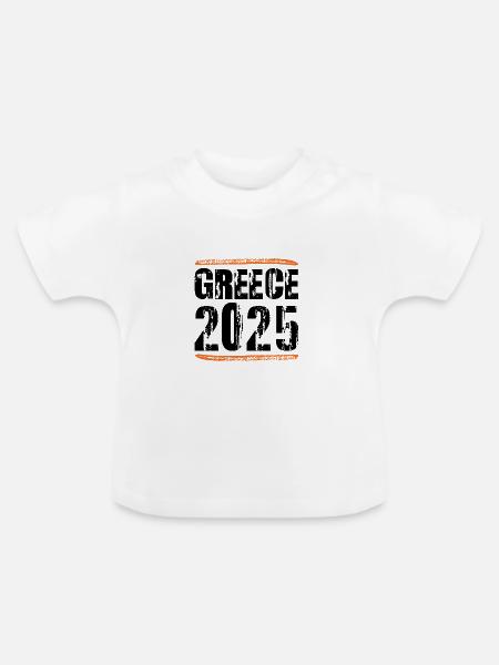 Greece 2025 Spruch - Baby Bio-T-Shirt mit Rundhals - Weiß
