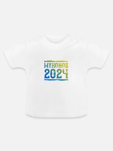 Mykonos 2024 - Baby Bio-T-Shirt mit Rundhals - Weiß