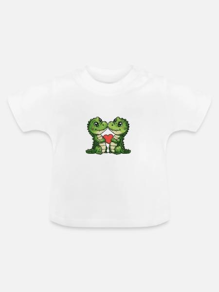 Alligator Paar Liebe - Baby Bio-T-Shirt mit Rundhals - Weiß