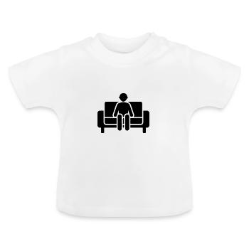Canapé assis paresseux - T-shirt bio col rond Bébé - blanc - Devant