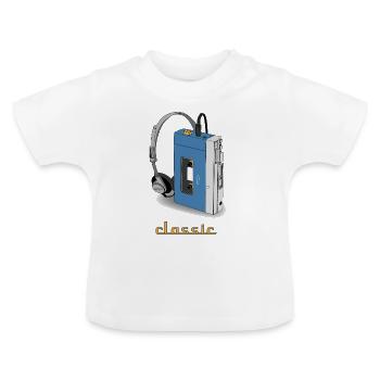 CLASSIC-WALKMAN design rétro, bleu - T-shirt bio col rond Bébé - blanc - Devant