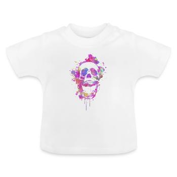 Cool & Trendy Abstract Skull - Baby Organic T-Shirt with Round Neck - white - Front