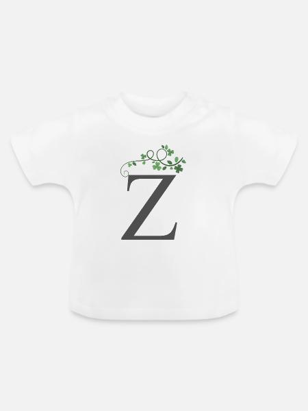 Z mit Kleeblätter - Baby Bio-T-Shirt mit Rundhals - Weiß